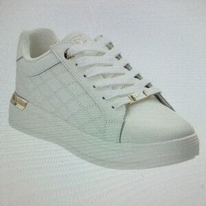 Dune London Ekino Leather Sneakers with Gold Accents Size 8